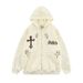 Men's Clothing Trendy Hooded Cardigan Sweatshirt For Men And Women Cross Embroidery Couple Trendy Street Loose Hoodie Jacket_viptrois.com
