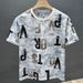 2025 Summer New Light Luxury Trend Wear Letter Printing Short-sleeved Round Neck Personalized Top Half-sleeved Men's T-shirt_viptrois.com