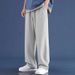 Summer Thin Pants, Men's Fashion Label Loose Oversized Ice Silk Casual With A Drooping Feeling, Straight Tube Elastic_viptrois.com