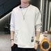 Men's Casual Fake Two-piece Sweater, Youth Crew Neck Long-sleeved T-shirt Men's Top_viptrois.com