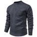 Men's Fleece-Lined Round Neck Pullover Sweater, Winter Warm Oversized Knit Top For Casual & Everyday Wear_viptrois.com