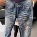 American High Street Retro Blue Printed Flared Jeans For Men, Slimming And Leg-lengthening, Trendy Brand Ins Pants_viptrois.com
