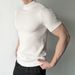 Men's Slim Fit High Collar T-Shirt Small Knitted Sweater With Elastic Short Sleeves Thin Breathable Bottoming Shirt_viptrois.com