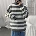 Loom Turtleneck For Men Win Student Striped Hong Kong Loose Knitwear Ins Harajuku Style Korean Version Unique Knitted_viptrois.com
