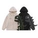 Men's Clothing retro dinosaur lamb wool patchwork hooded cotton coat _viptrois.com