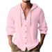 Men's Oversized Hooded Button-Up Shirt – 100% Cotton Long Sleeve Beach Cover-Up With Breathable Linen Feel (S-XXXL, 8 Colors)_viptrois.com