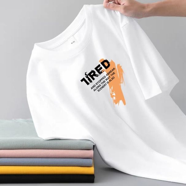 2025 Men's Short Sleeved Summer Base Shirt Round Neck Versatile Casual Printed Plus Size T-Shirt Trendy Top_viptrois.com