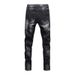 Light Ripped Patchwork Jeans For Men, European And American Style, Stretchy Slim-fit, High-end Vintage Washed_viptrois.com