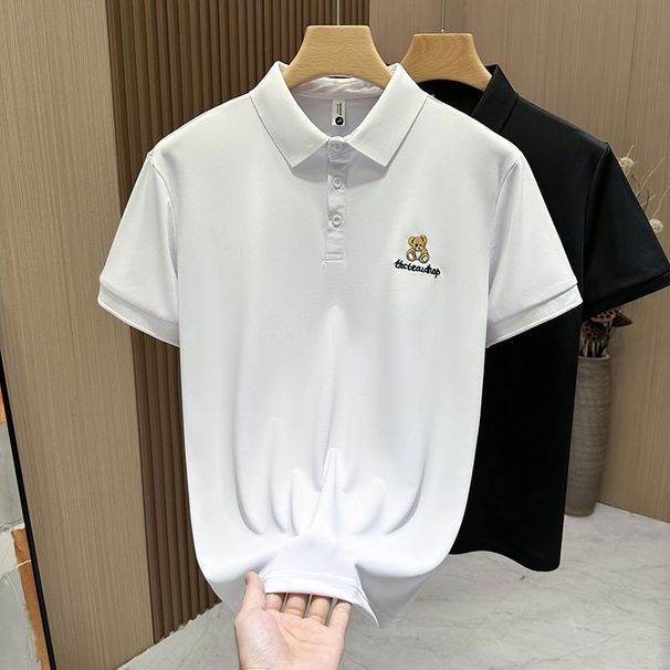 Minimally Embroidered Teddy Bear, Lapel, High-end Polo Trendy Brand, Summer Leading Men's New Handsome Sho Sleeved_viptrois.com