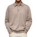 Men's Slim Fit V-Neck Long Sleeve Polo Shirt – Stretch Cotton Blend, Breathable & Comfortable, Versatile Casual & Business Casual Top_viptrois.com