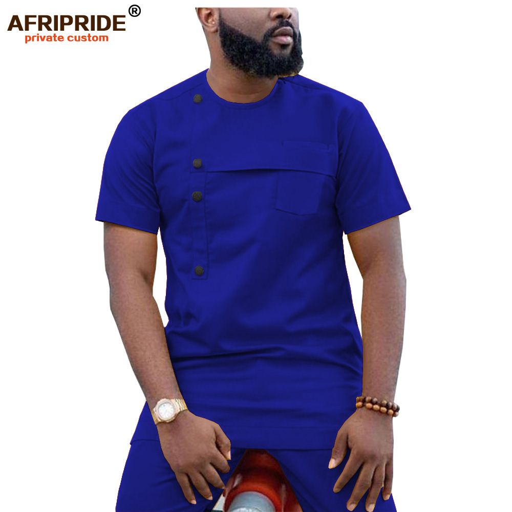 Men's clothing African printed batik cotton men's casual set_viptrois.com