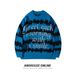 Men's Clothing Retro Color Block Striped Sweater Autumn/Winter Loose Fit Versatile Crew Neck Long Sleeve Knitwear_viptrois.com