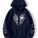 Unisex Spider Web Heart Print Fleece Zip-Up Hoodie – Cozy & Stylish Pullover For Fall/Winter_viptrois.com