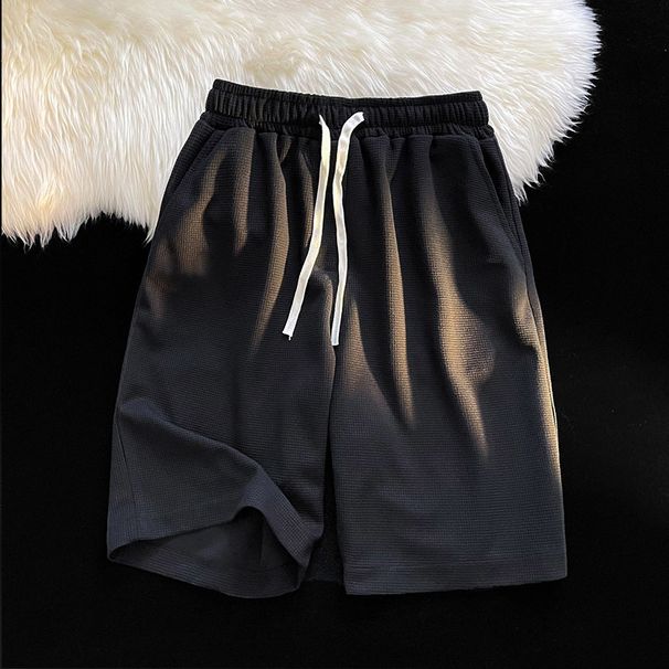 Men's Breathable Textured Fabric Waffle Knit Short Sleeve T-Shirt And Shorts Set for Casual Work And Summer Activities_viptrois.com