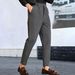New Men's Slim Fit Casual Pants Business Style Gray And Black Versatile Long Pants Trendy Youth Dress Pants_viptrois.com