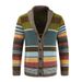 Loom 2024 Foreign Trade New European And American Men's Sweater Jacket Autumn Winter Turn-Down Collar Color Block_viptrois.com