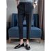 Trend Drape Casual Pants Men's Anti-wrinkle Ice Silk Black And White Nine-point Pants Slim And Thin Fashionable Versatile Pants_viptrois.com