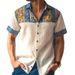 Men's Linen Short Sleeve Shirt With 3d Print, Relaxed Fit For Summer, Casual Breathable Button Down Shirt_viptrois.com