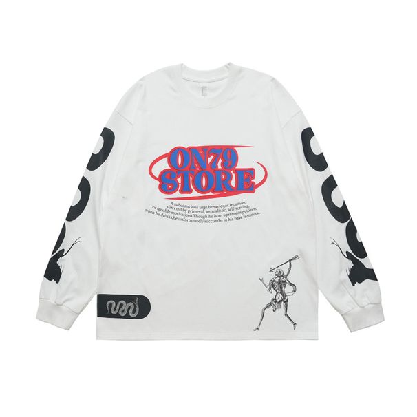 Trend Brand Letter Print Long Sleeve T-Shirt Men Autumn Loose American Street Style Crew Neck Top_viptrois.com