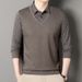 Nordmann Long Sleeve Two-Piece T-Shirt Polo Spring Autumn Middle-aged Men Business Casual Dad's Outfit Base Shirt Top_viptrois.com