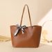Fashion Simple Large Capacity Tote Bag 2024 New Lychee Pattern Scarf Decoration Solid Color Women's Shoulder Bag_viptrois.com