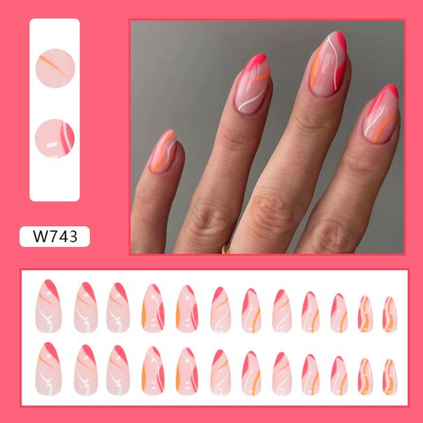 Almond Armor European And American Fashion Corrugated Nail Art Irregular Stripes Pink Nails Women's Special Nail Pieces_viptrois.com