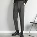 Men's Thick Brushed Woolen Suit Trousers Casual Cropped Straight Leg Autumn Winter Drapey Pants_viptrois.com