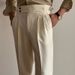 Men's Clothing Light Apricot Straight Naples High Waist Trousers Summer High Quality High Value Waffle Check Double Pleat Casual Trousers Men_viptrois.com