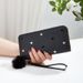 Women's Long Zip Wallet With Heart Embroidery - Fashionable Slim Clutch Purse (Multiple Card Slots, RFID Protection)_viptrois.com