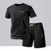 Men's Summer Thin Elastic Quick Drying Fitness Running Sports Suit Set Ice Silk Mesh Short Sleeve Top With Shorts_viptrois.com