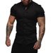 Men's Clothing Shirt Short Sleeve Lapel Elastic Thin Solid Color Sports Casual_viptrois.com