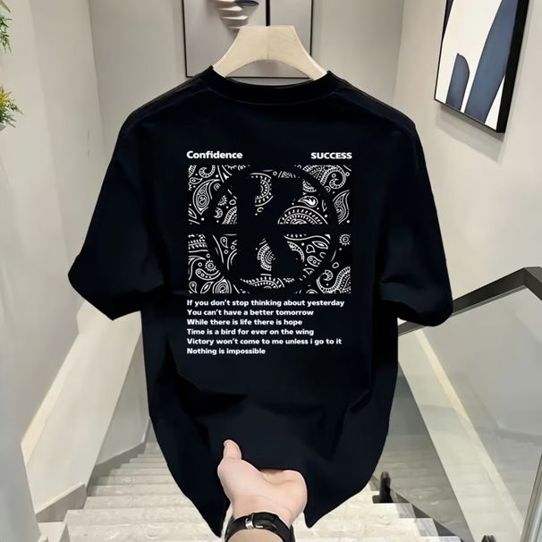 Trendy Brand Pure Cotton Printed Men's Short Sleeved New Summer Trend Casual Round Neck T-shirt_viptrois.com