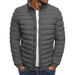 Men's Solid Color Cotton Jacket With Stand Collar, Slim Fit Winter Coat For Casual Outdoor Wear_viptrois.com
