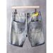 Washed Light Colored Denim Shorts Men's Summer Thin Korean Style Trendy Slim Fit Versatile Five Point Shorts_viptrois.com