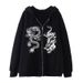 Mother Kids Dragon Print Zipper Sweatshirt Street Fashion Hoodie Trend Loose Fleece Jacket_viptrois.com