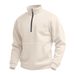 Men's Waffle Autumn Leisure Outdoor High Collar Half Zipper Pocket Pullover Long Sleeve Sweatshirt_viptrois.com