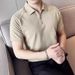 Men's Clothing Lapel Short Sleeved Men's Casual Short Sleeve Shirt Slim Fit Summer T-Shirt Breathable Linen Blend Comfortable Striped Design_viptrois.com