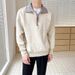 Pure Color-Block Polo Collar Sweater Autumn Winter Men's Half-Zip Knitwear Loose Korean Style BF Trendy Handsome Casual Top_viptrois.com
