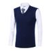 Men's Wool V-Neck Vest Knit Sleeveless Sweater For Dad, Solid Color Slim Fit Pullover For Casual & Business_viptrois.com