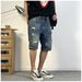 Denim Shorts For Men In Summer, Thin Cut, Ripped, Versatile, Slim Fit, Straight Leg, Trendy Korean Version, Five Point_viptrois.com