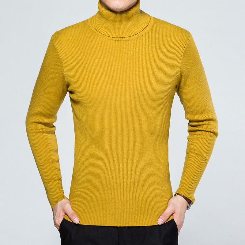 Men's High Neck Sweater – Classic Solid Color Wool Blend Knit Pullover (M-4XL) – Anti-Fade Casual Turtleneck For Autumn & Winter_viptrois.com