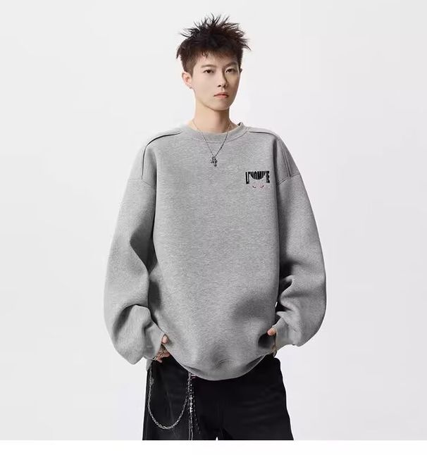 New Long Sleeved Round Neck Pullover Top With Trendy Temperament, Fashionable And Versatile Loose Fit Hoodie_viptrois.com