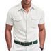 Men's Clothing Casual Outdoor Loose Heavy Lapel Corduroy Workwear Short Sleeved Shirt_viptrois.com
