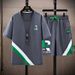 Men's Clothing Short Sleeved Suit Loose Handsome Short Sleeved Shorts Casual Quick Drying Two Piece Suit Trendy_viptrois.com