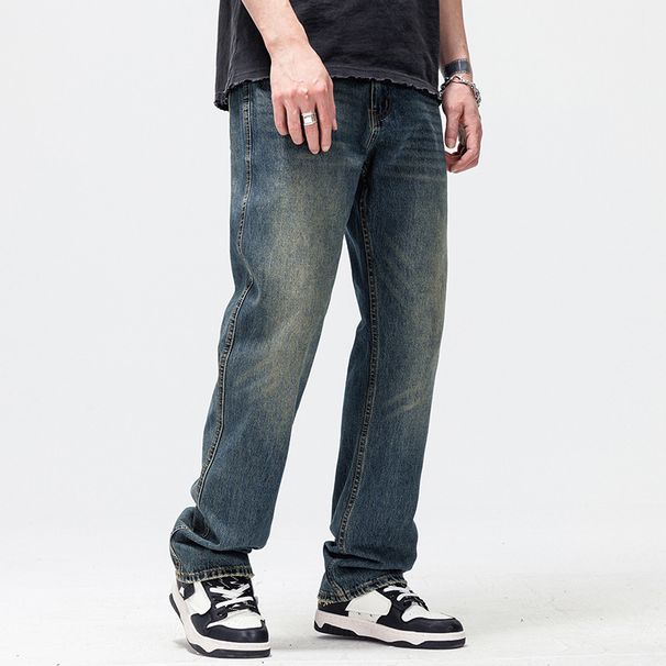 Vintage Mopping Men's Pants Blue Jeans Hipster Straight Leg High Street Pants Jeans_viptrois.com