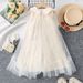 Girls Princess Dress Summer Children's 2025 New Little Girl Stylish Fluffy Yarn Dress Summer_viptrois.com