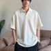 Men's Vintage Style Short Sleeve Polo Shirt Wheat Ear Pattern Jacquard Knit Loose Fit Summer Top Straight Shoulder T-Shirt_viptrois.com