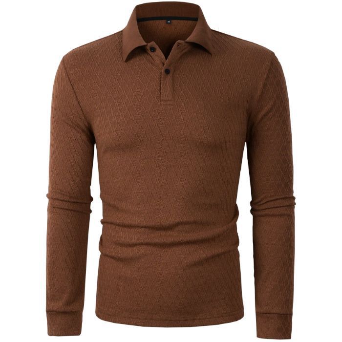 Nordmann Shanggu Export Polo Shirt Solid Color Jacquard European And American Cross-Border Men's Clothing Turn-Down Collar Long_viptrois.com