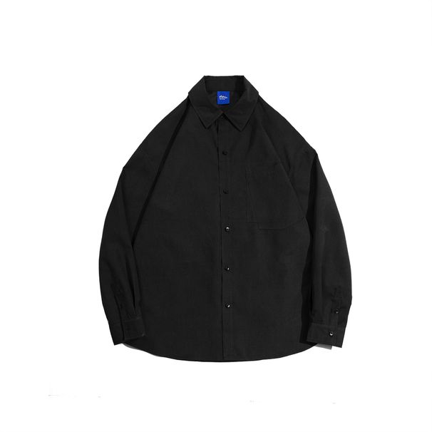 Men's Clothing Retro Maillard Basic Work Shirt For Men, New Spring And Autumn Style, Loose Solid Color Casual Shirt Jacket Top_viptrois.com