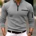 Pulse Foreign Trade Cross-Border European And American Autumn Polo Shirt With Arm Zipper Men's Striped Long_viptrois.com